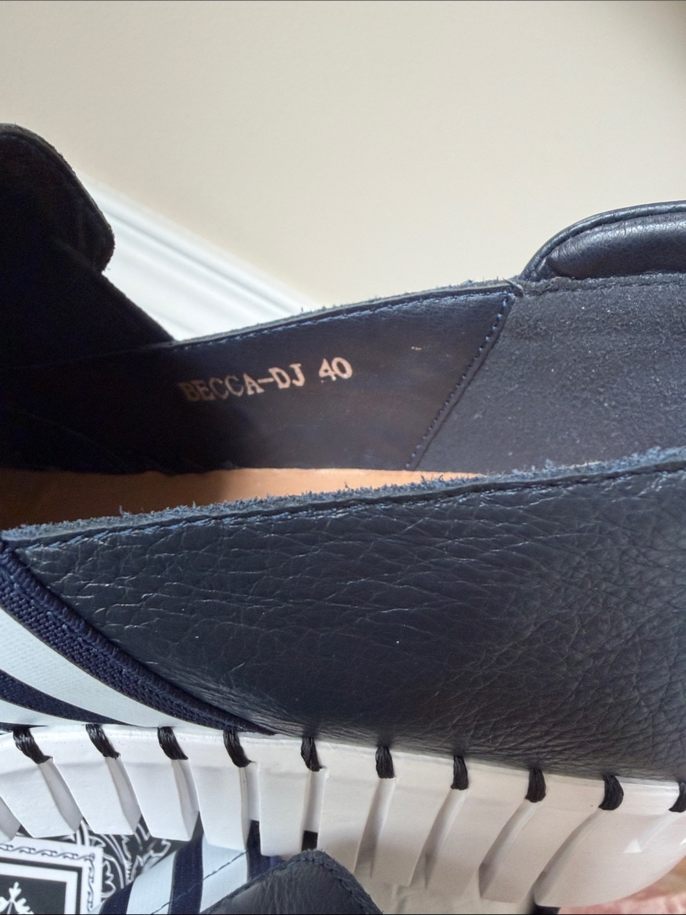 Silent D Women’s  Navy Slip-On Leather Platform Sneakers - White Sole - Picture 3 of 12